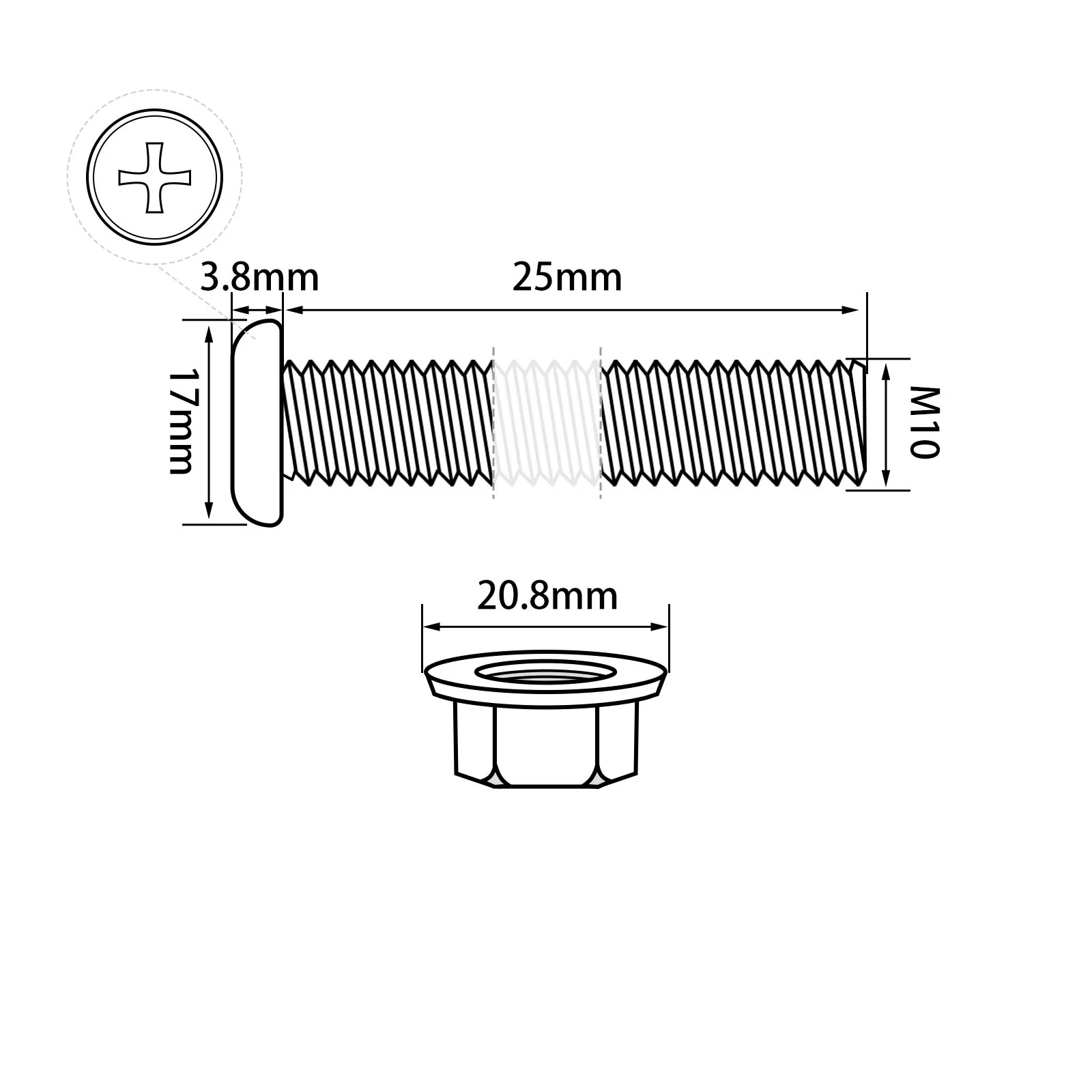 Phillips Flat Head Screws with Serrated Flange Nuts Sets M6/M8/M10 18-8 Stainless Steel - Image 100