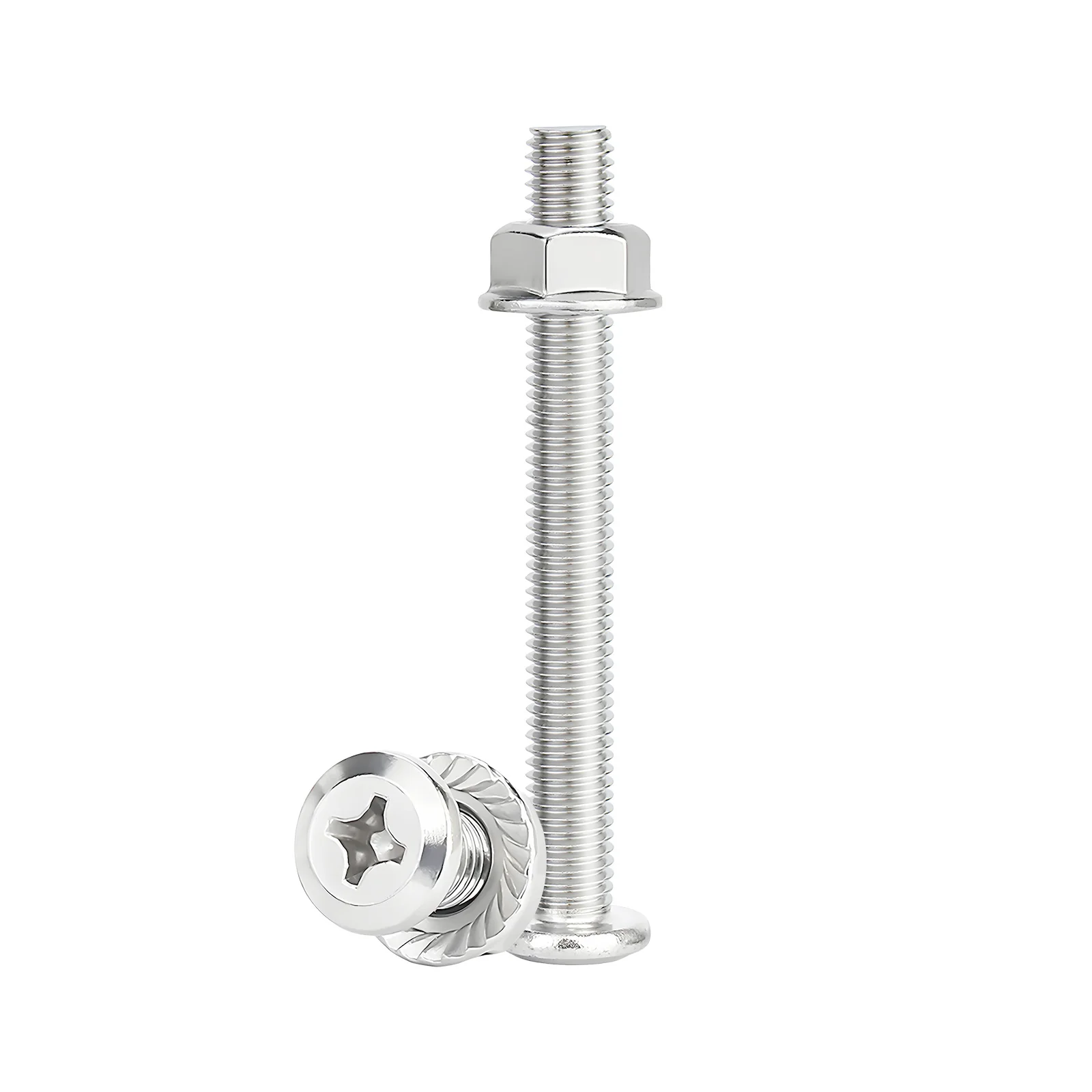 Phillips Flat Head Screws with Serrated Flange Nuts Sets M6/M8 Carbon Steel Nickel Plated - Image 27