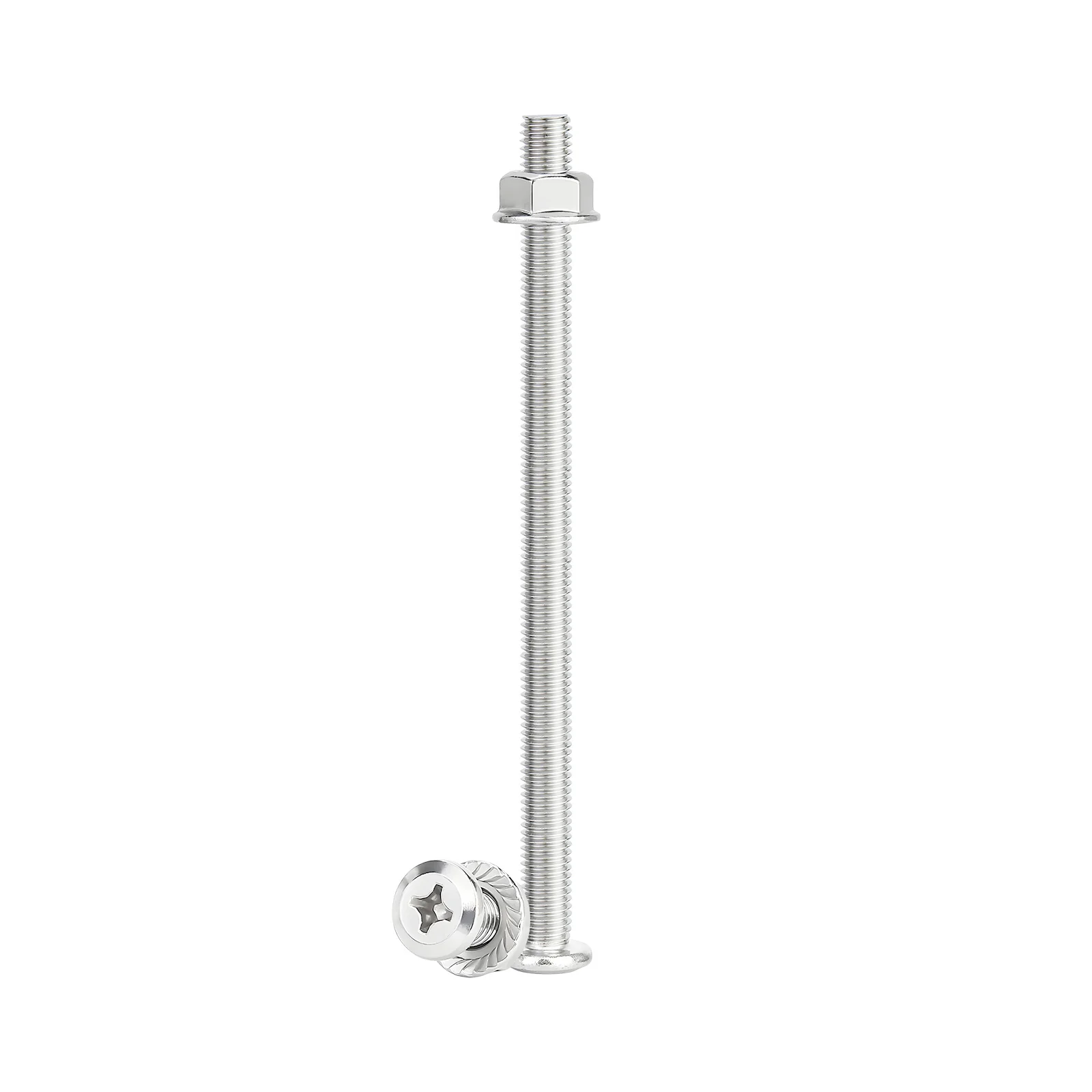 Phillips Flat Head Screws with Serrated Flange Nuts Sets M6/M8 Carbon Steel Nickel Plated - Image 69