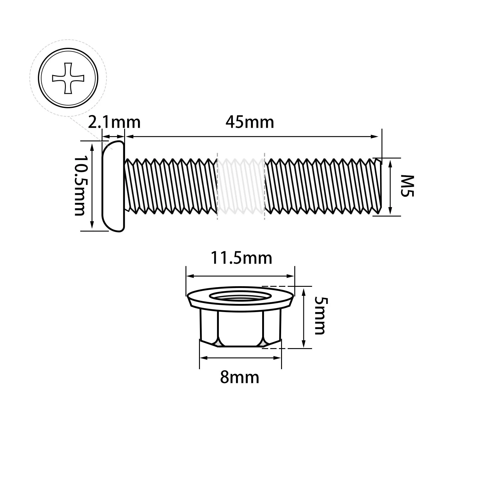 Phillips Flat Head Screws with Serrated Flange Nuts Sets M3 to M10 18-8 Stainless Steel Black-Oxide - Image 10
