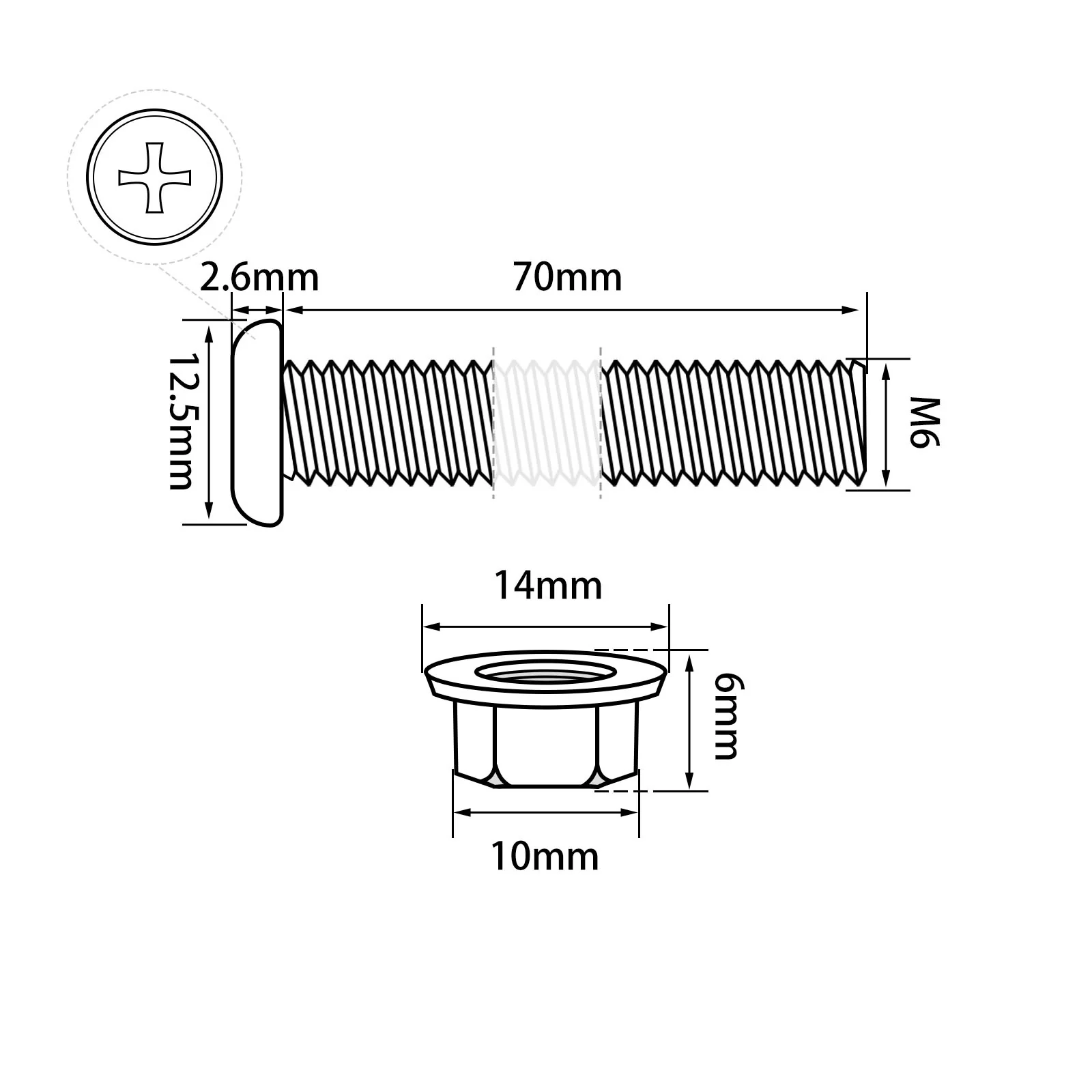 Phillips Flat Head Screws with Serrated Flange Nuts Sets M3 to M10 18-8 Stainless Steel Black-Oxide - Image 12
