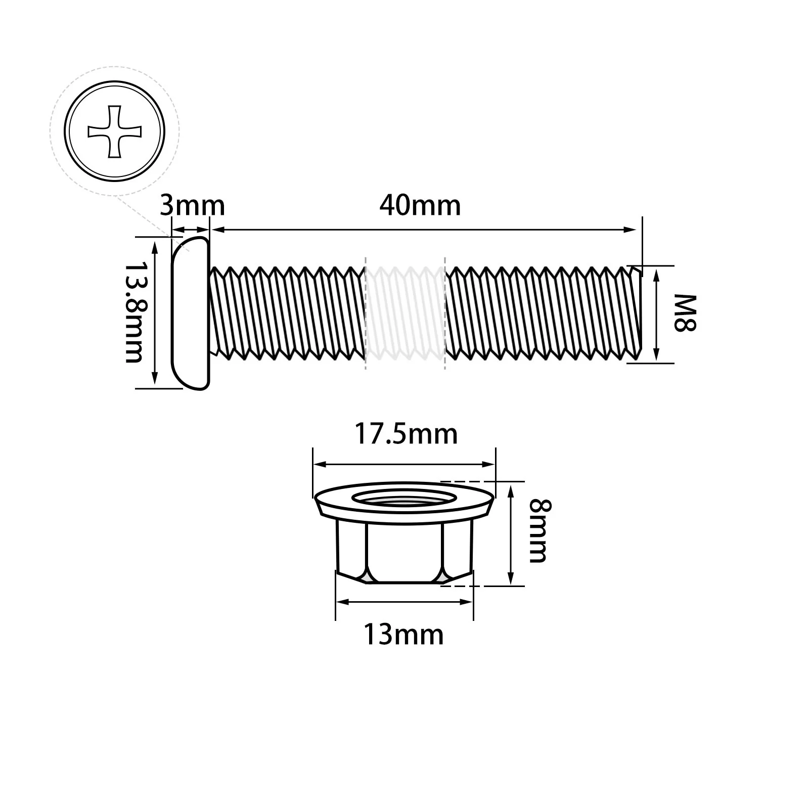 Phillips Flat Head Screws with Serrated Flange Nuts Sets M3 to M10 18-8 Stainless Steel Black-Oxide - Image 18