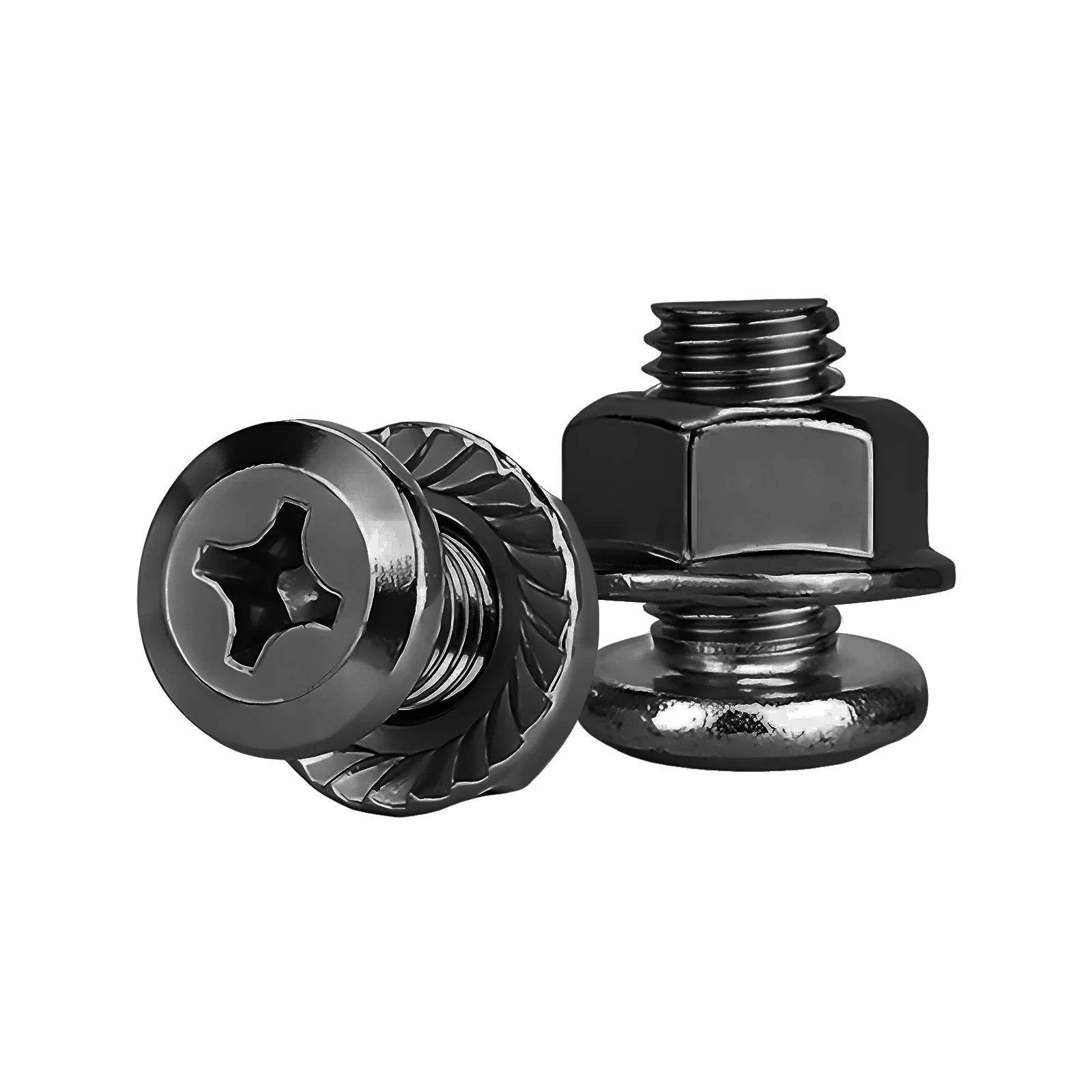 Phillips Flat Head Screws with Serrated Flange Nuts Sets M3 to M10 18-8 Stainless Steel Black-Oxide - Image 19