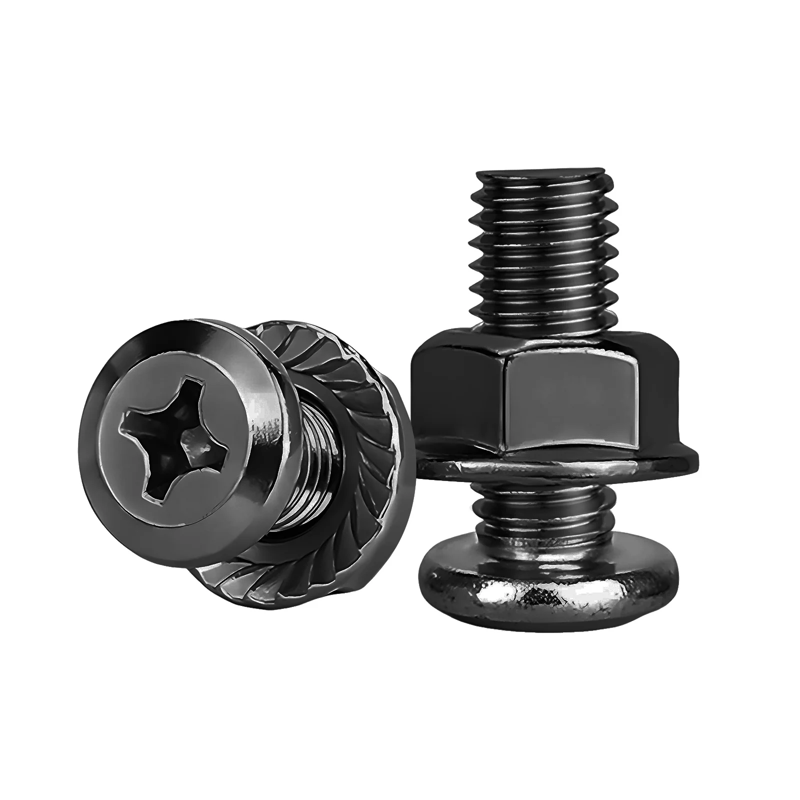 Phillips Flat Head Screws with Serrated Flange Nuts Sets M3 to M10 18-8 Stainless Steel Black-Oxide - Image 23