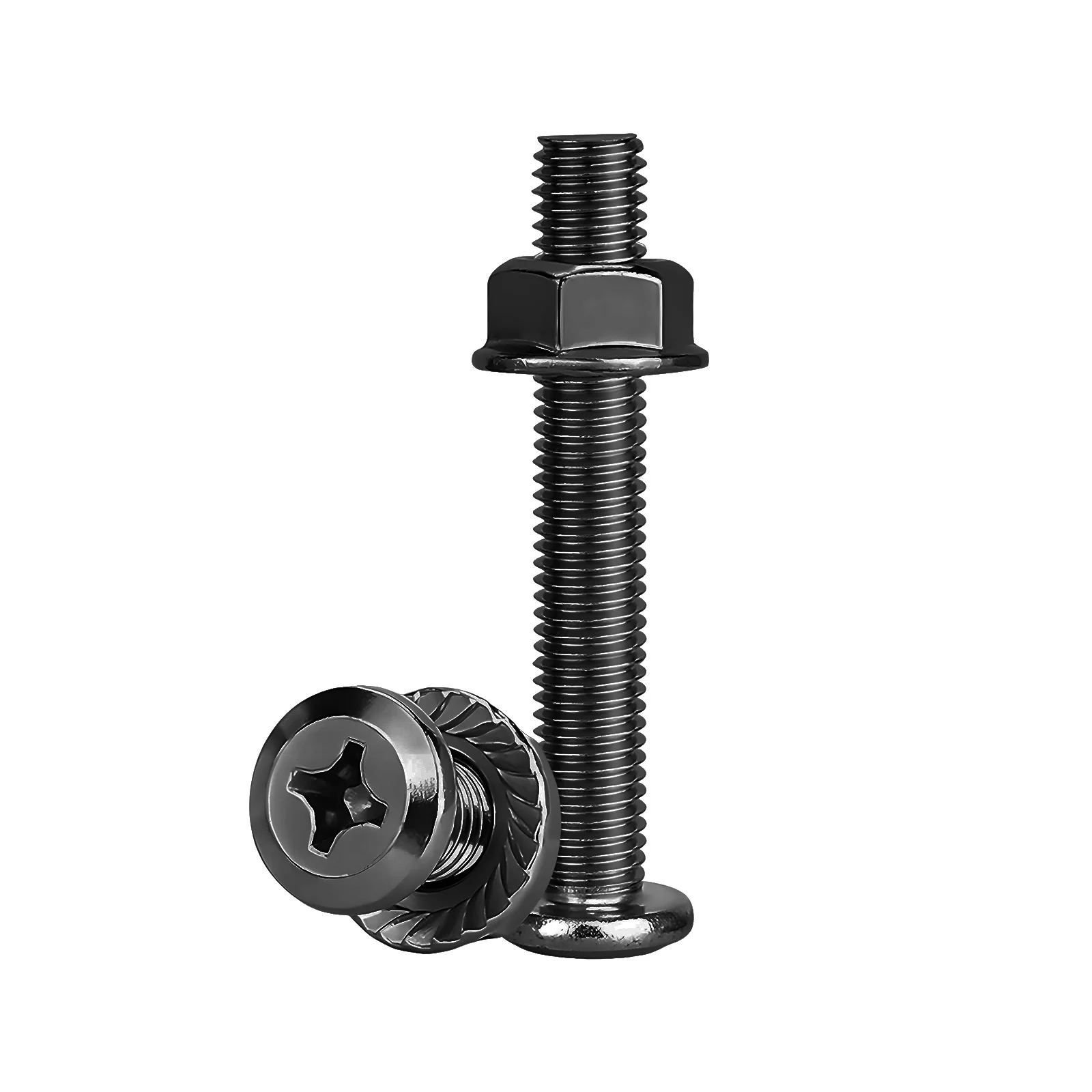 Phillips Flat Head Screws with Serrated Flange Nuts Sets M3 to M10 18-8 Stainless Steel Black-Oxide - Image 25