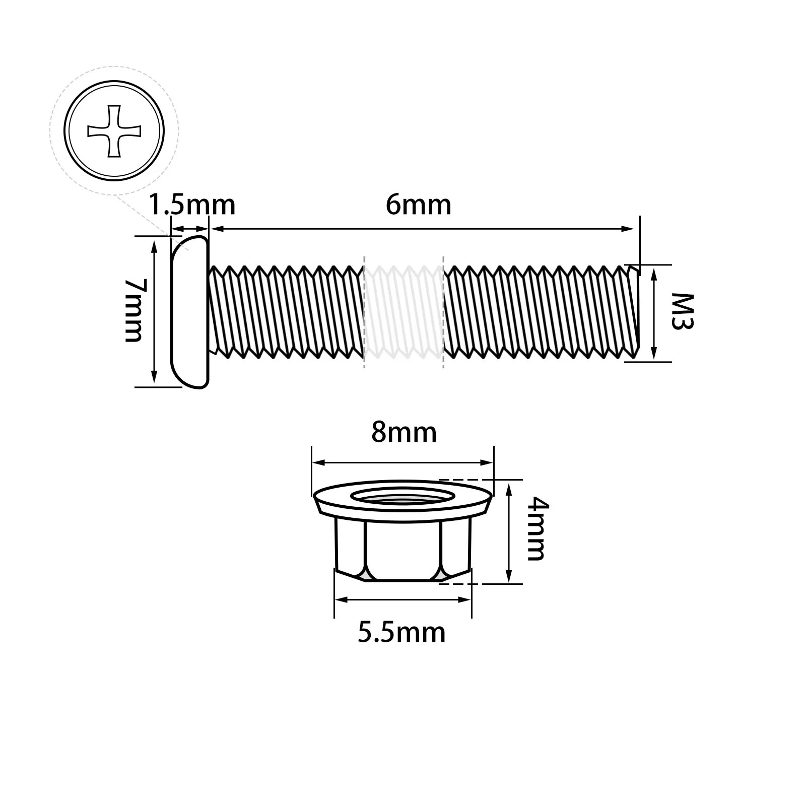 Phillips Flat Head Screws with Serrated Flange Nuts Sets M3 to M10 18-8 Stainless Steel Black-Oxide - Image 40