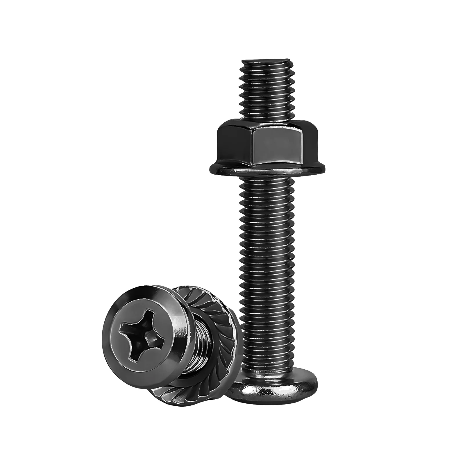 Phillips Flat Head Screws with Serrated Flange Nuts Sets M3 to M10 18-8 Stainless Steel Black-Oxide - Image 47