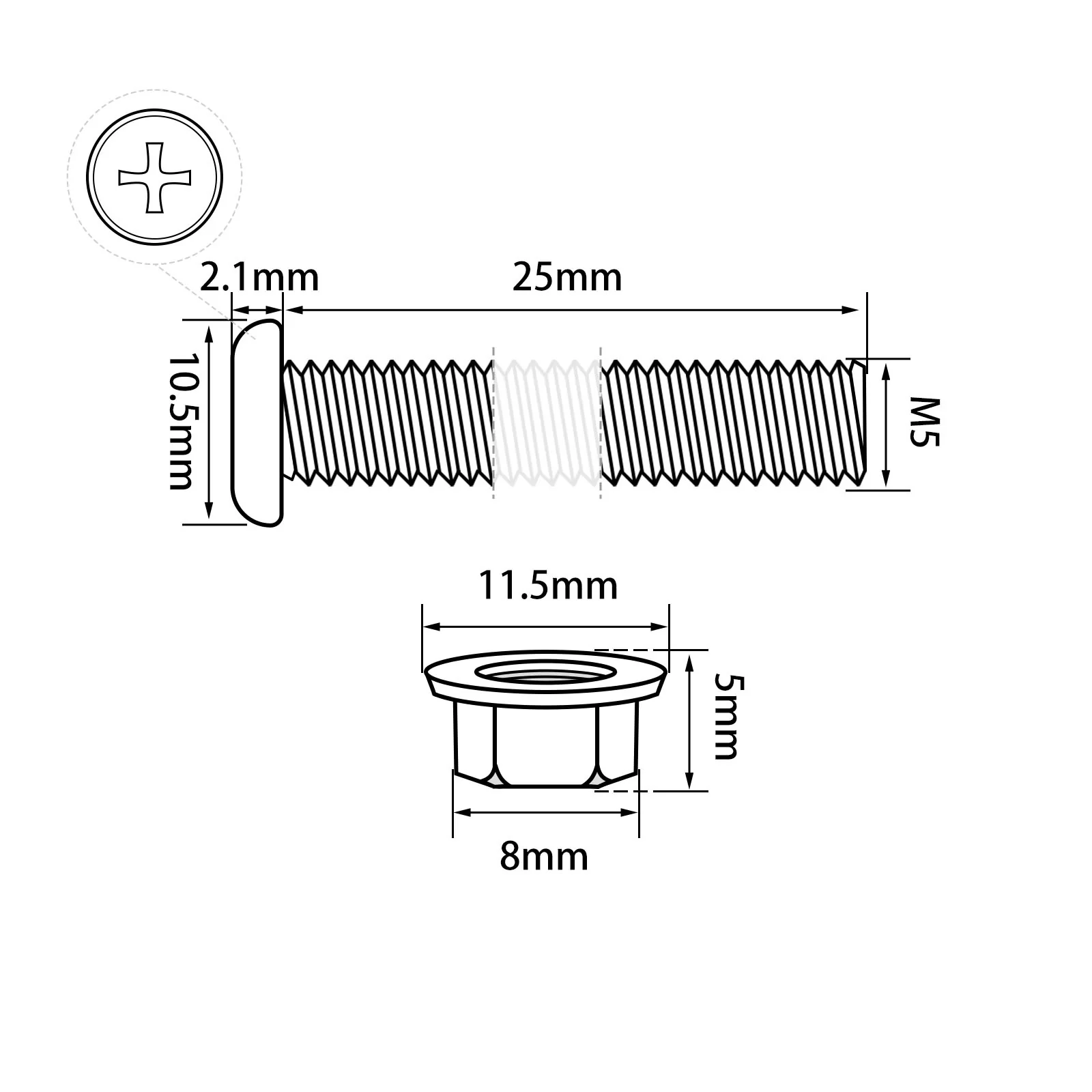 Phillips Flat Head Screws with Serrated Flange Nuts Sets M3 to M10 18-8 Stainless Steel Black-Oxide - Image 78