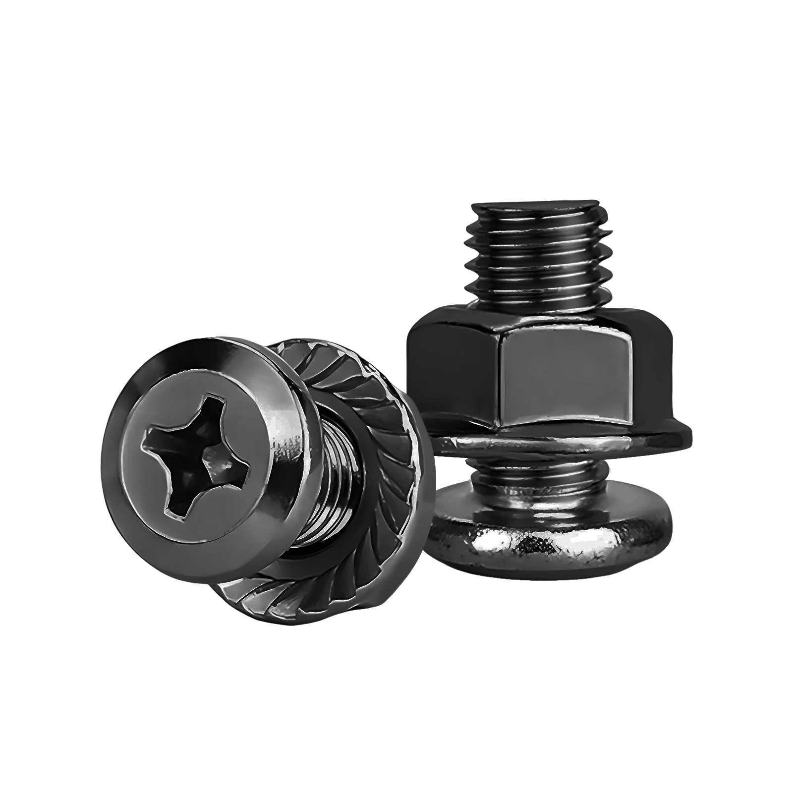 Phillips Flat Head Screws with Serrated Flange Nuts Sets M3 to M10 18-8 Stainless Steel Black-Oxide - Image 81