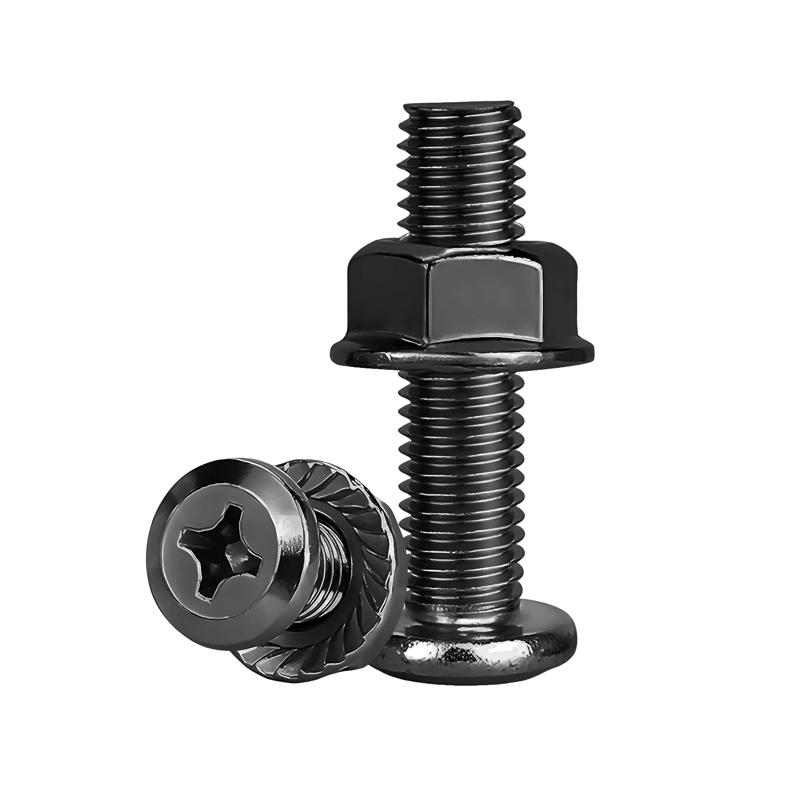 Phillips Flat Head Screws with Serrated Flange Nuts Sets M3 to M10 18-8 Stainless Steel Black-Oxide - Image 93