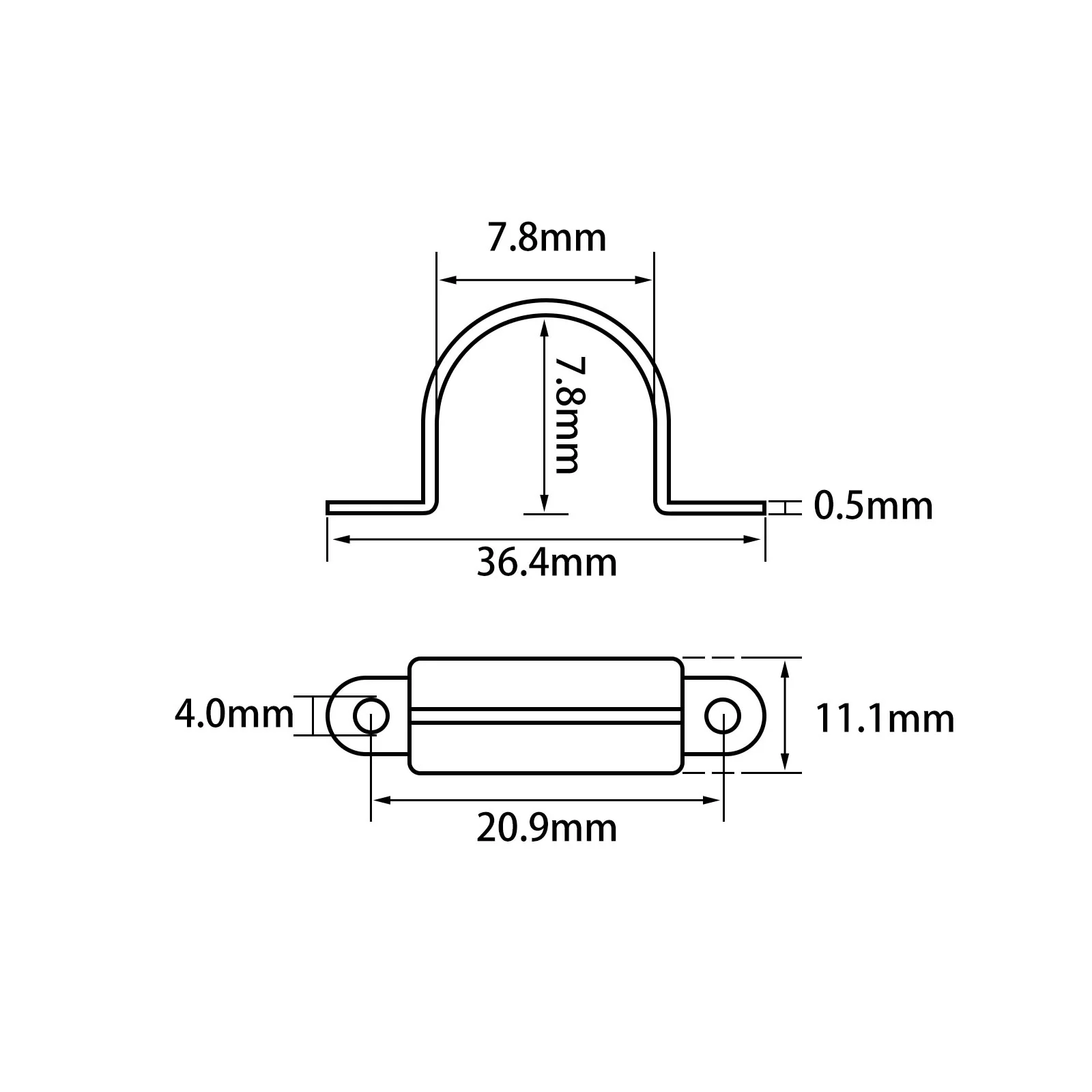 U-shaped Pipe Straps Single Rivet Tab Inner Dia 5mm to 200mm - Image 108