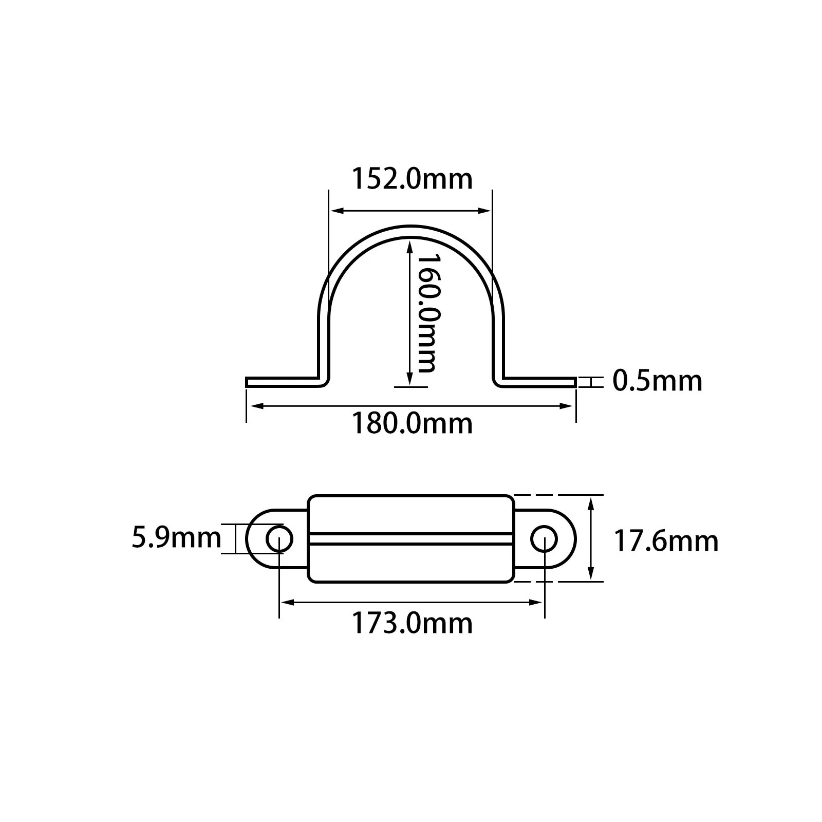 U-shaped Pipe Straps Single Rivet Tab Inner Dia 5mm to 200mm - Image 120