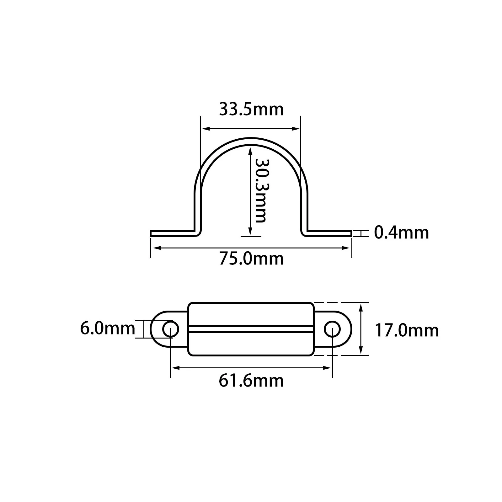 U-shaped Pipe Straps Single Rivet Tab Inner Dia 5mm to 200mm - Image 130