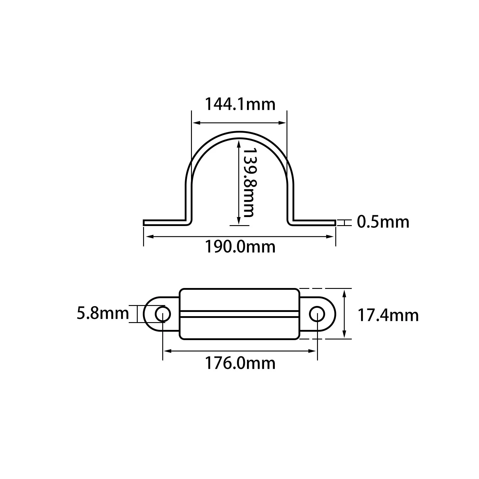 U-shaped Pipe Straps Single Rivet Tab Inner Dia 5mm to 200mm - Image 140