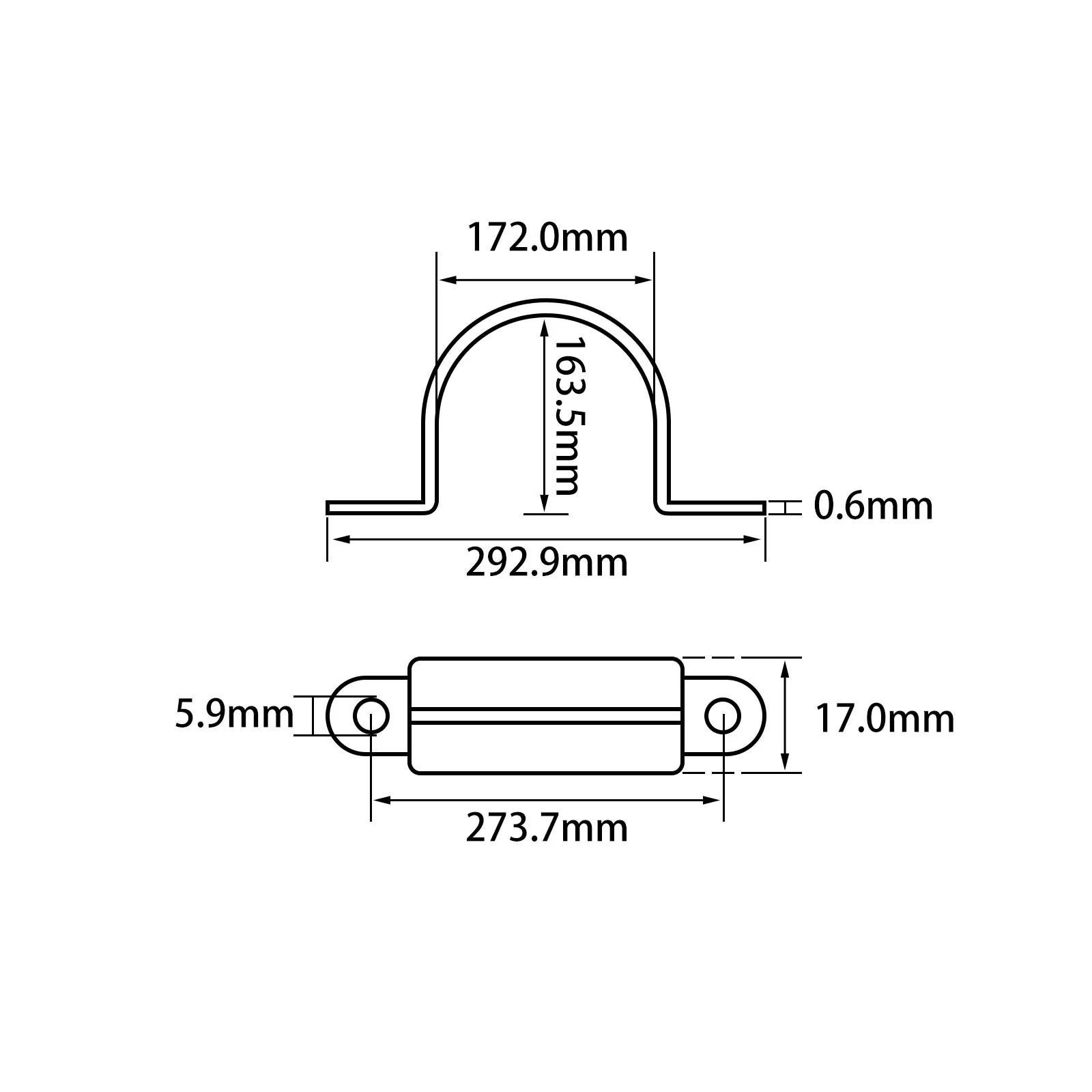U-shaped Pipe Straps Single Rivet Tab Inner Dia 5mm to 200mm - Image 142