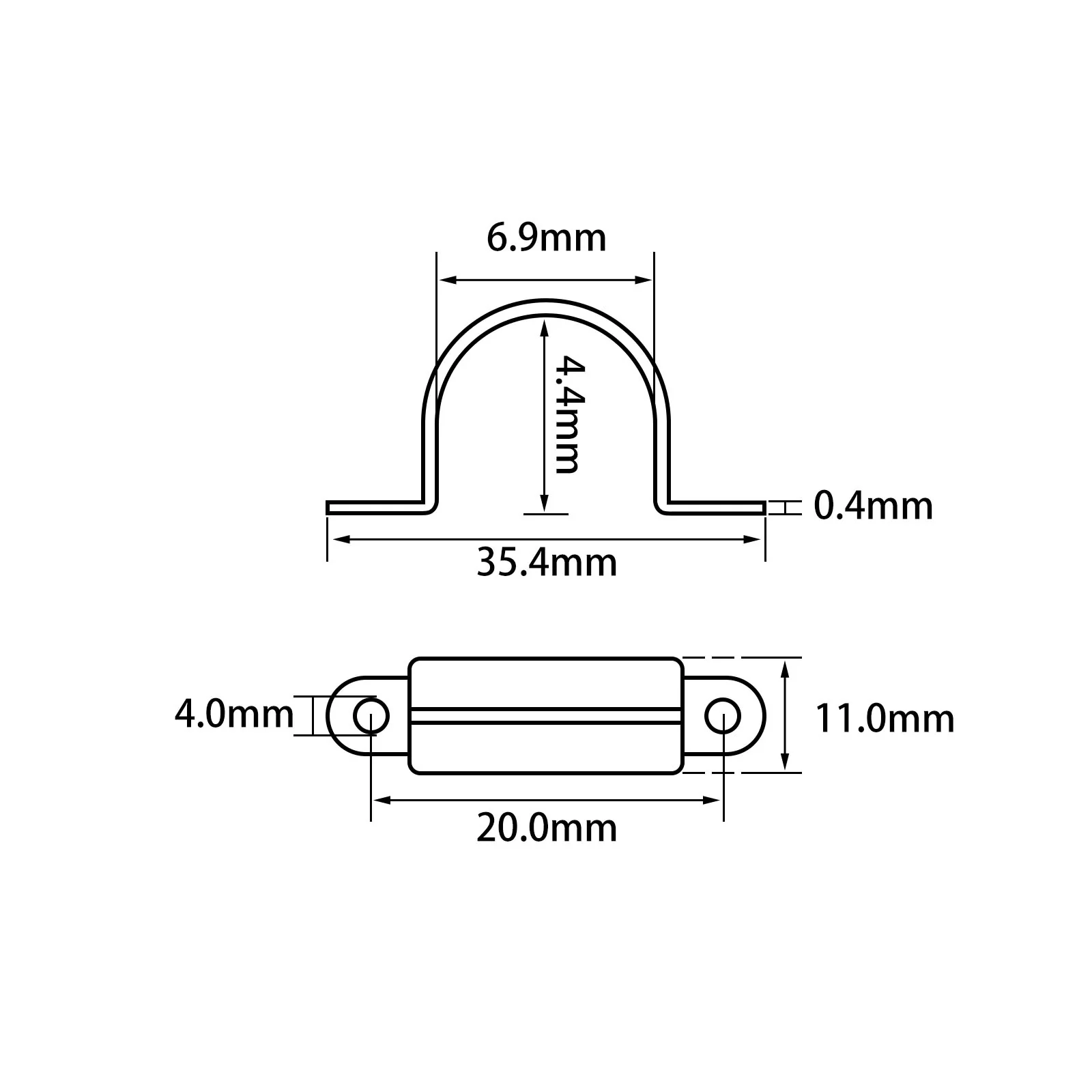 U-shaped Pipe Straps Single Rivet Tab Inner Dia 5mm to 200mm - Image 2