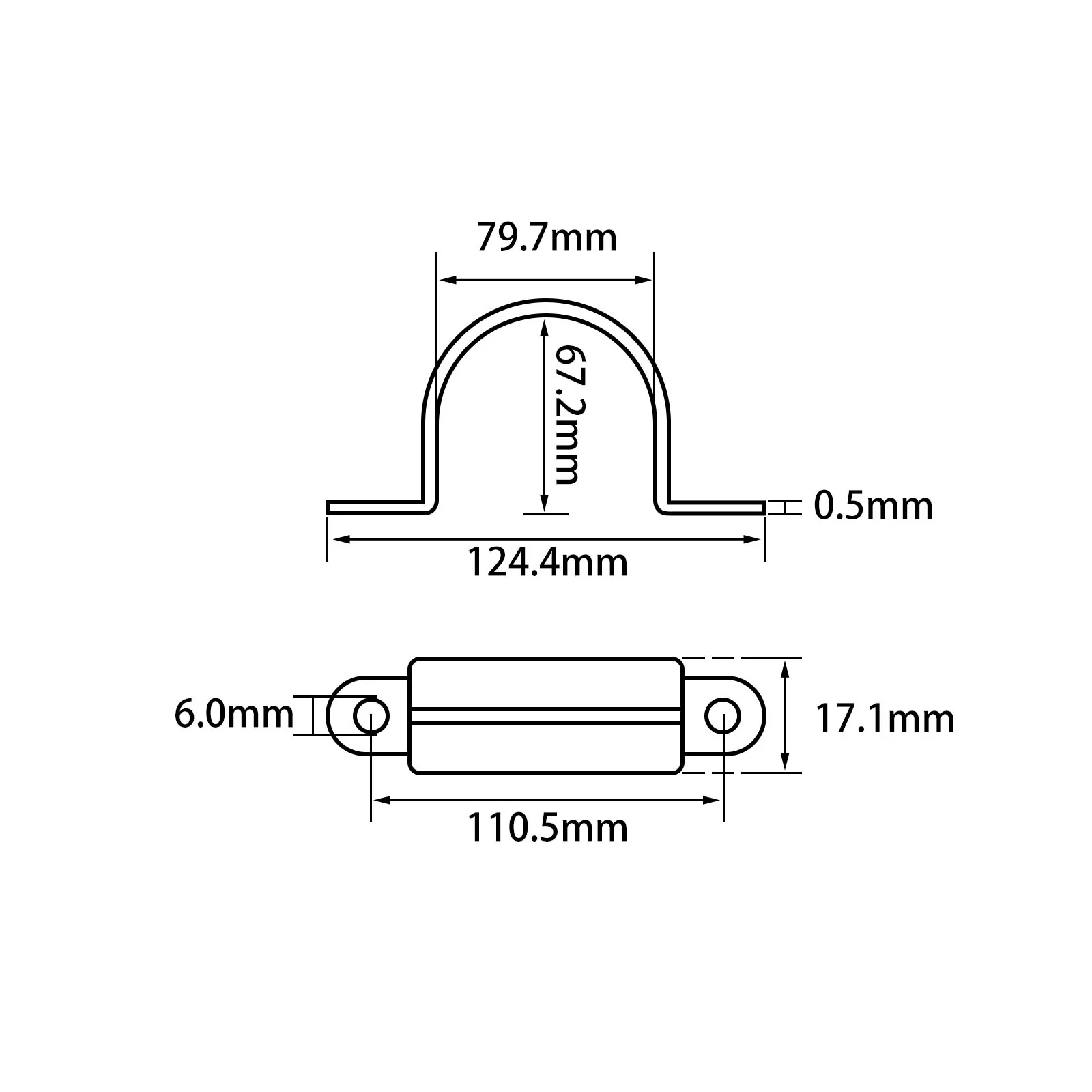 U-shaped Pipe Straps Single Rivet Tab Inner Dia 5mm to 200mm - Image 66