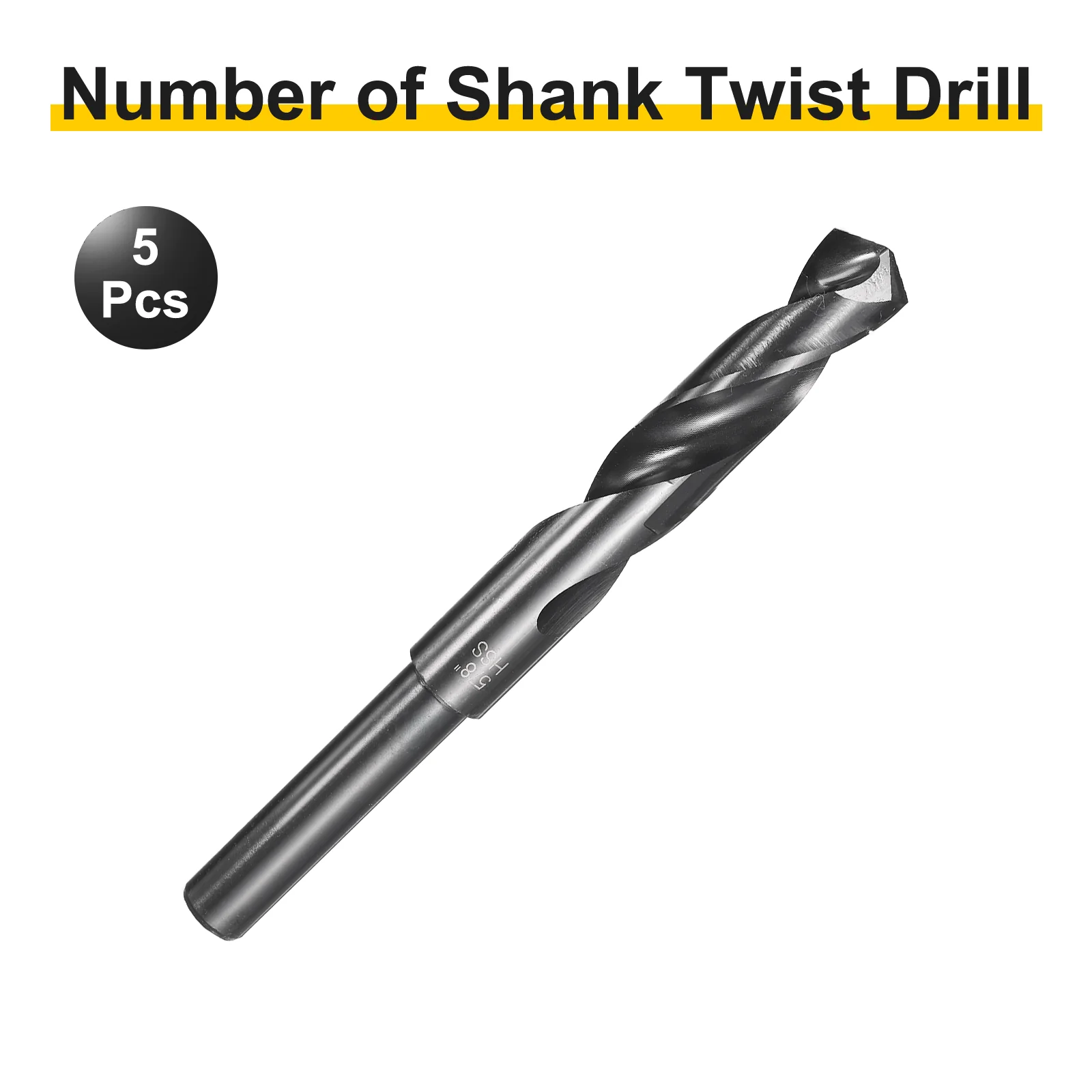 5pcs Reduced Shank Drill Bit 5/8" Dia M2 High Speed Steel Black Oxide - Image 3