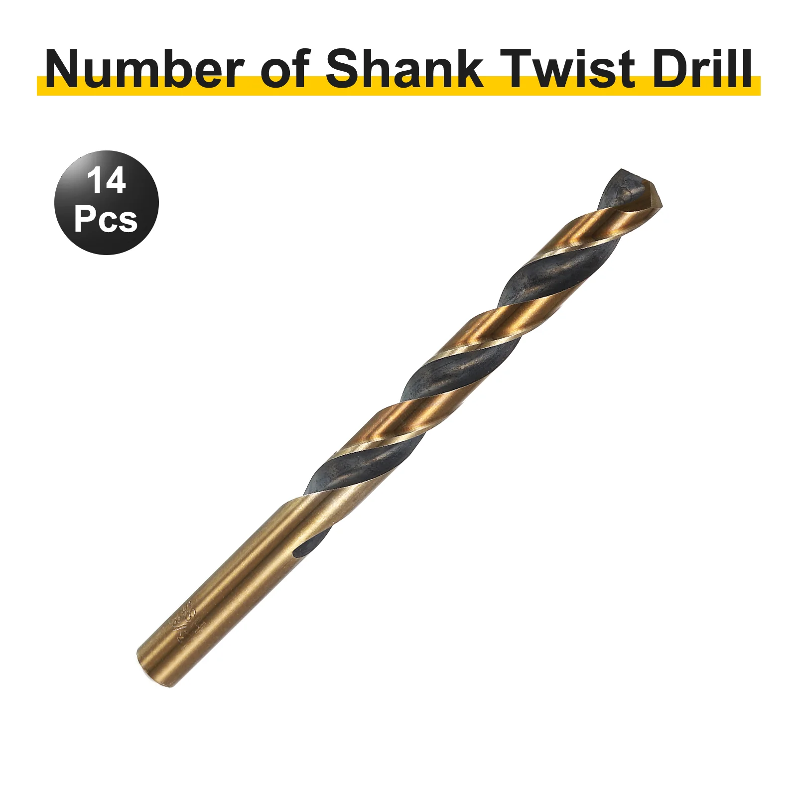 14pcs Reduced Shank Drill Bit 3/8" Dia M2 High Speed Steel Black Gold Oxide - Image 3