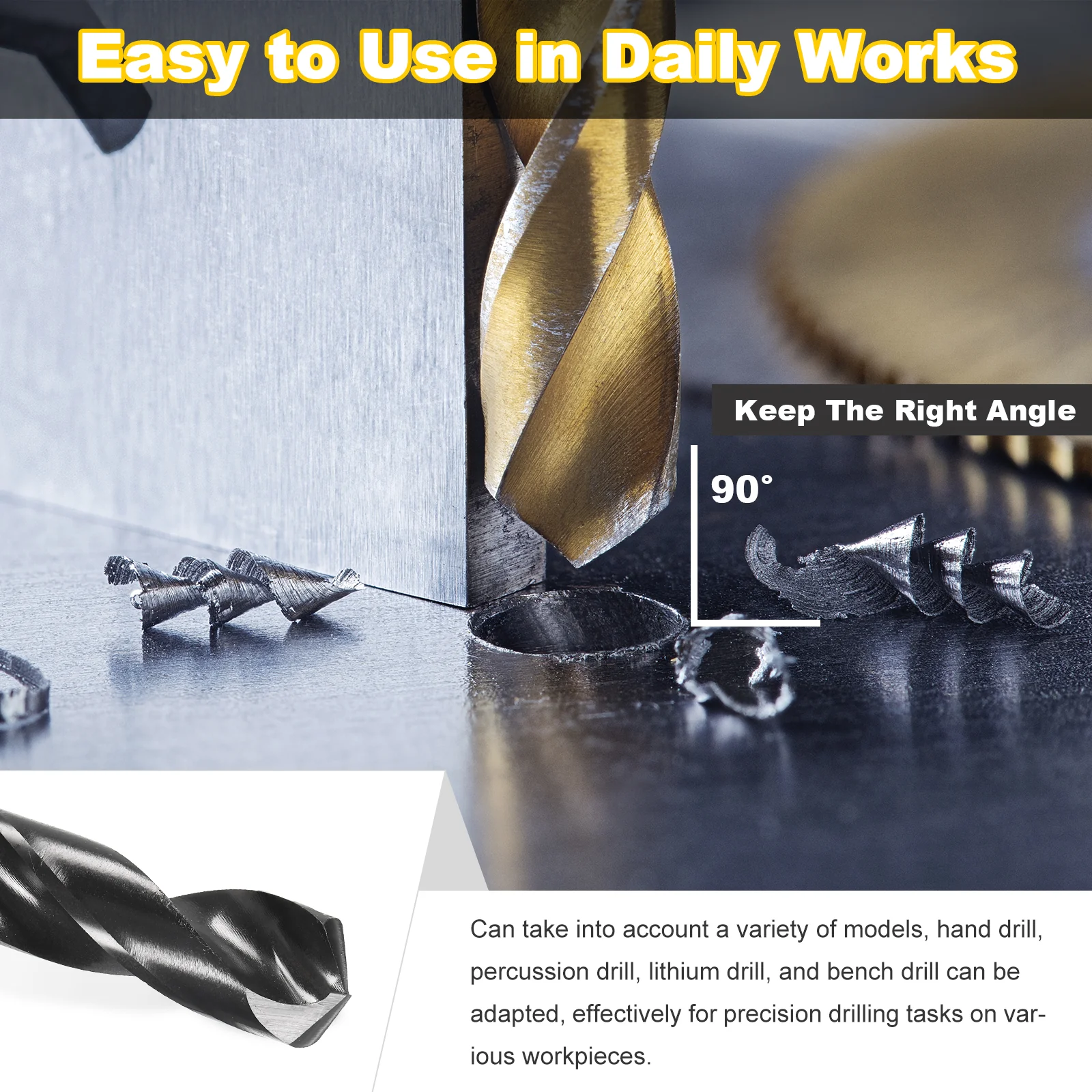 5pcs Reduced Shank Drill Bit 3/4" Dia M2 High Speed Steel Black Oxide - Image 5