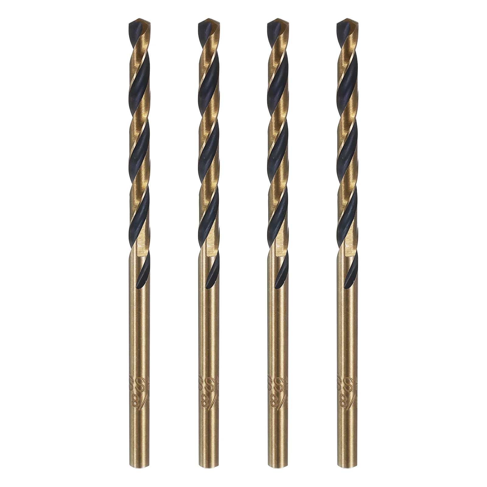 4pcs Reduced Shank Drill Bit 1/8" Dia M2 High Speed Steel Black and Gold Oxide
