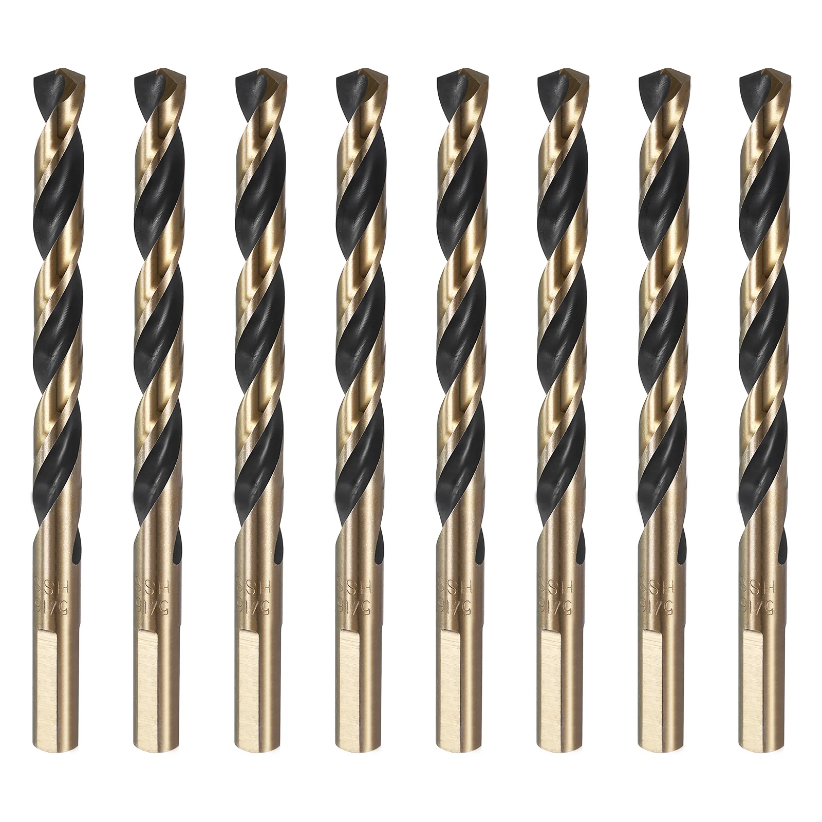8pcs Reduced Shank Drill Bit 5/16" Dia M2 High Speed Steel Black and Gold Oxide