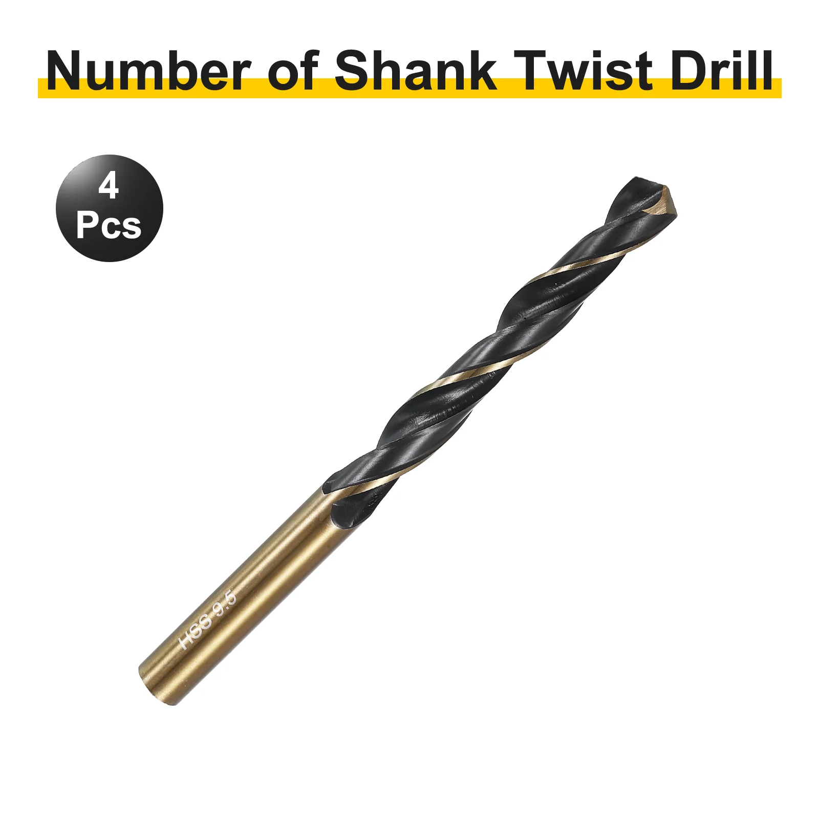 4pcs Reduced Shank Drill Bit 9.5" Dia M2 High Speed Steel Black and Gold Oxide - Image 3