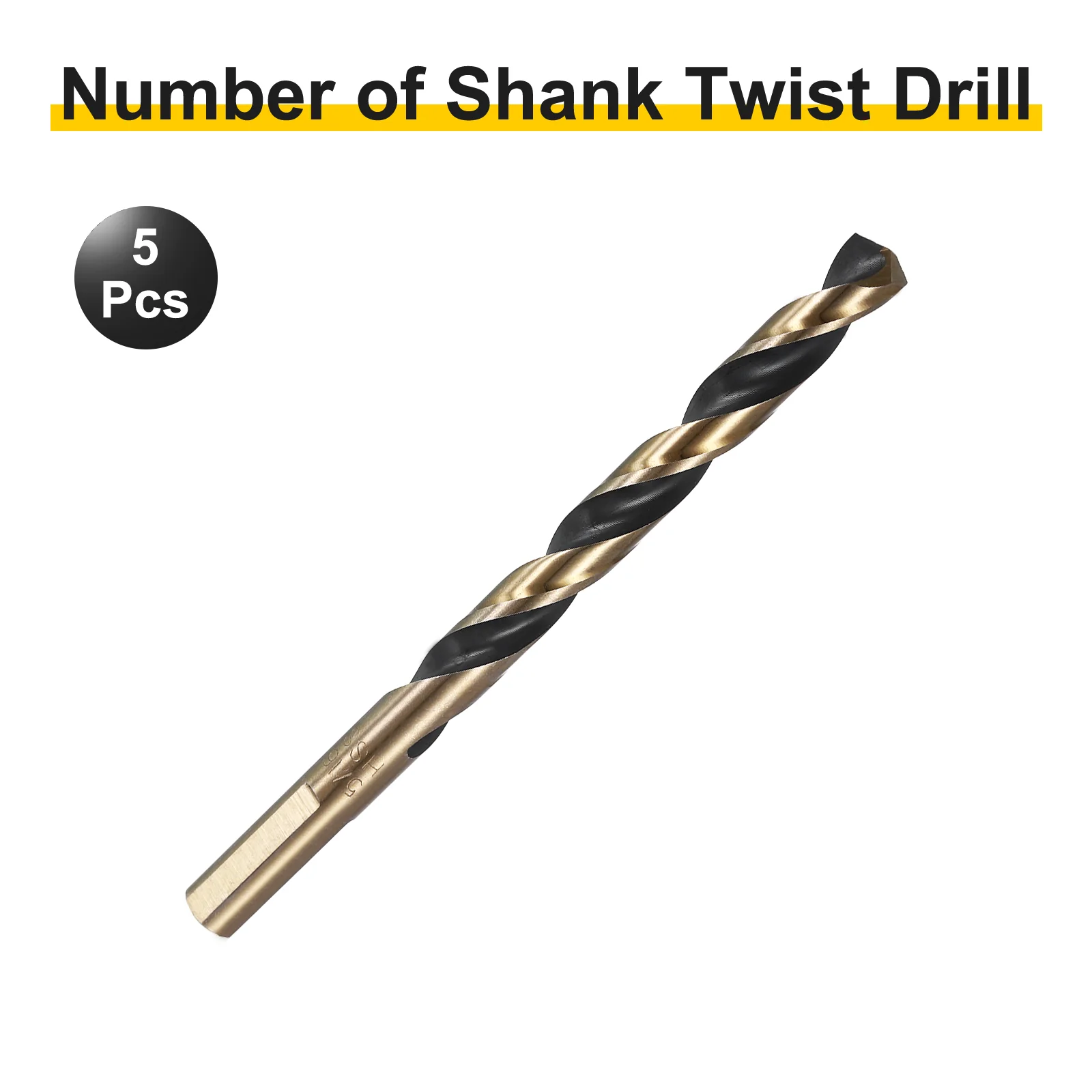 5pcs Reduced Shank Drill Bit 5/16" Dia M2 High Speed Steel Black and Gold Oxide - Image 3