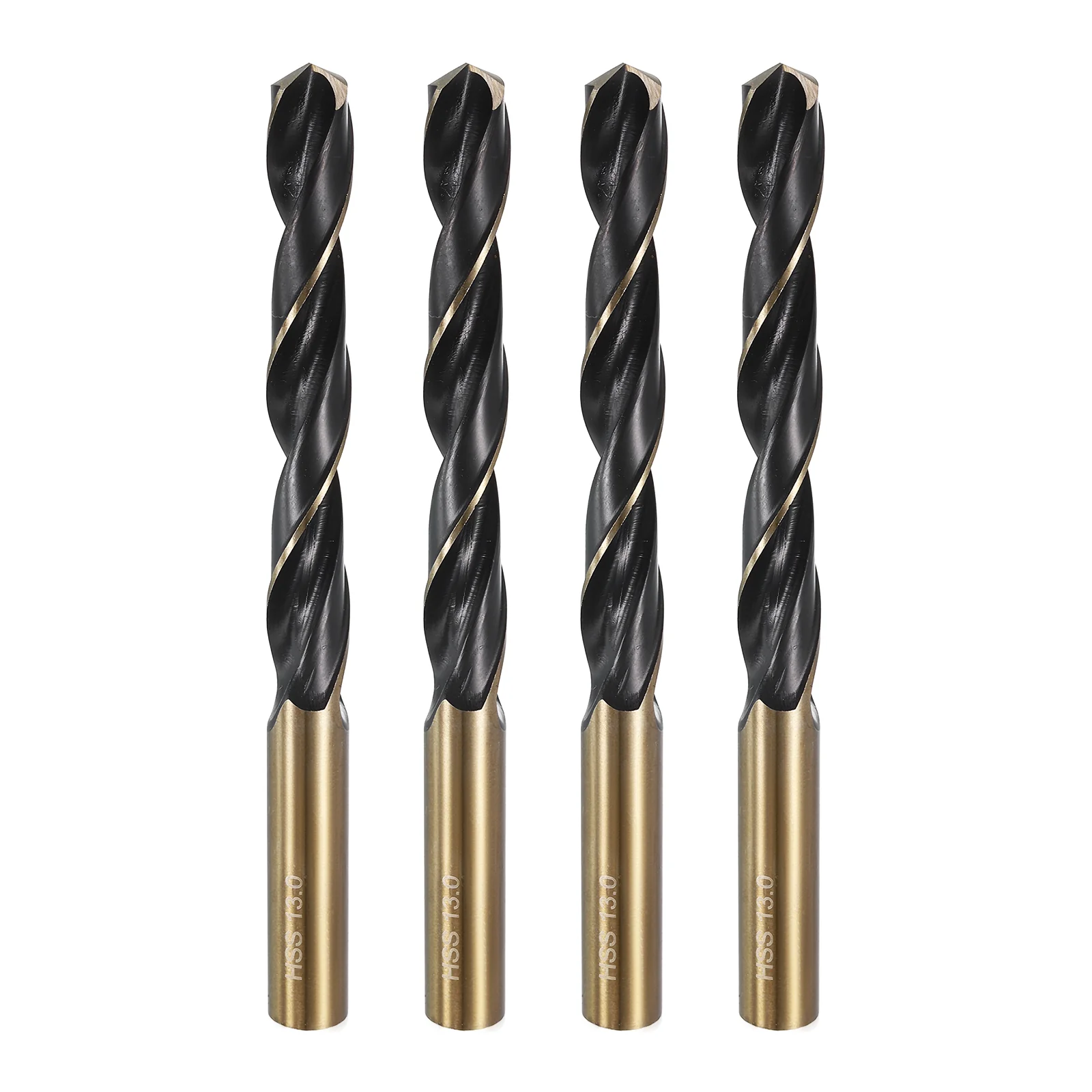 4pcs Reduced Shank Drill Bit 13" Dia M2 High Speed Steel Black and Gold Oxide