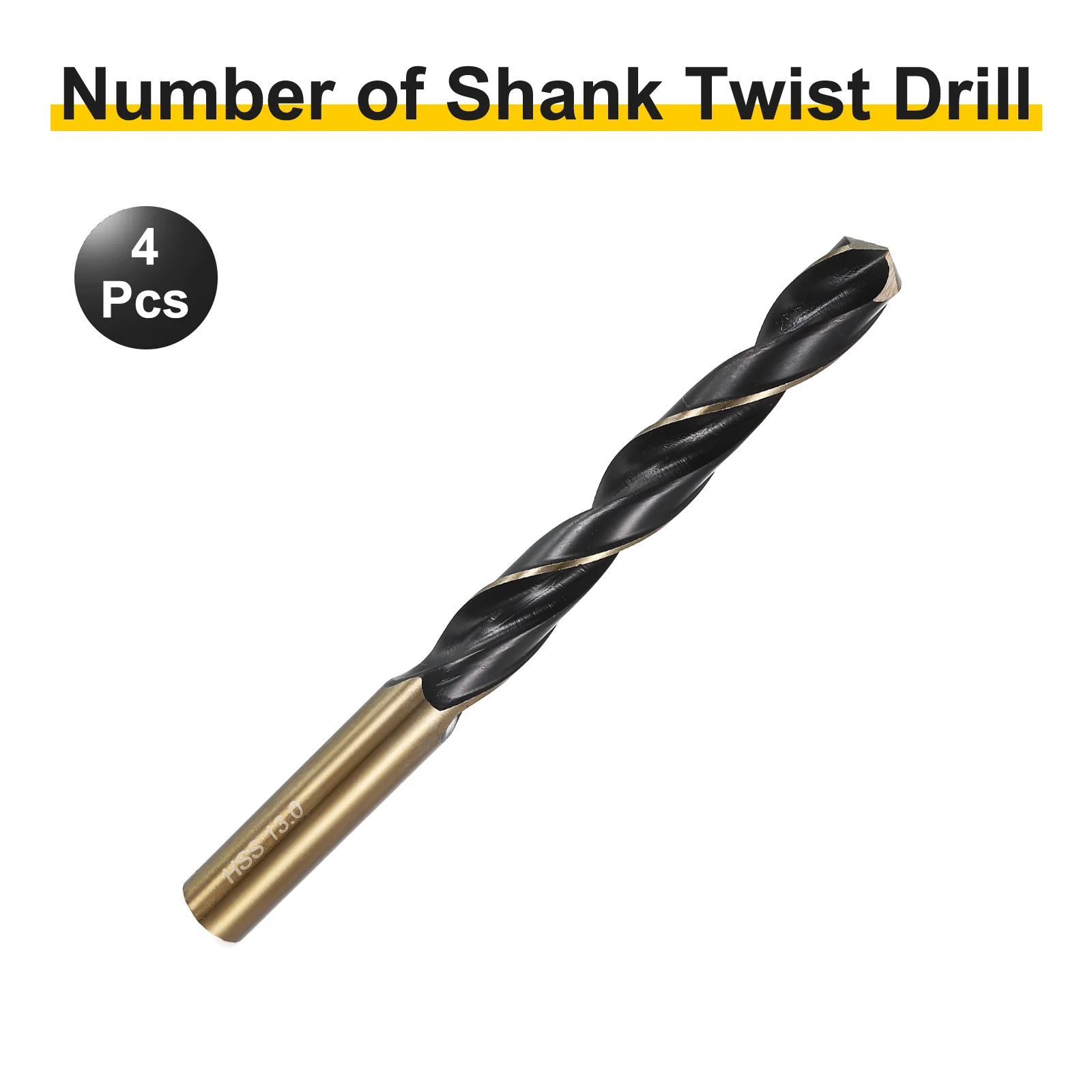 4pcs Reduced Shank Drill Bit 13" Dia M2 High Speed Steel Black and Gold Oxide - Image 3